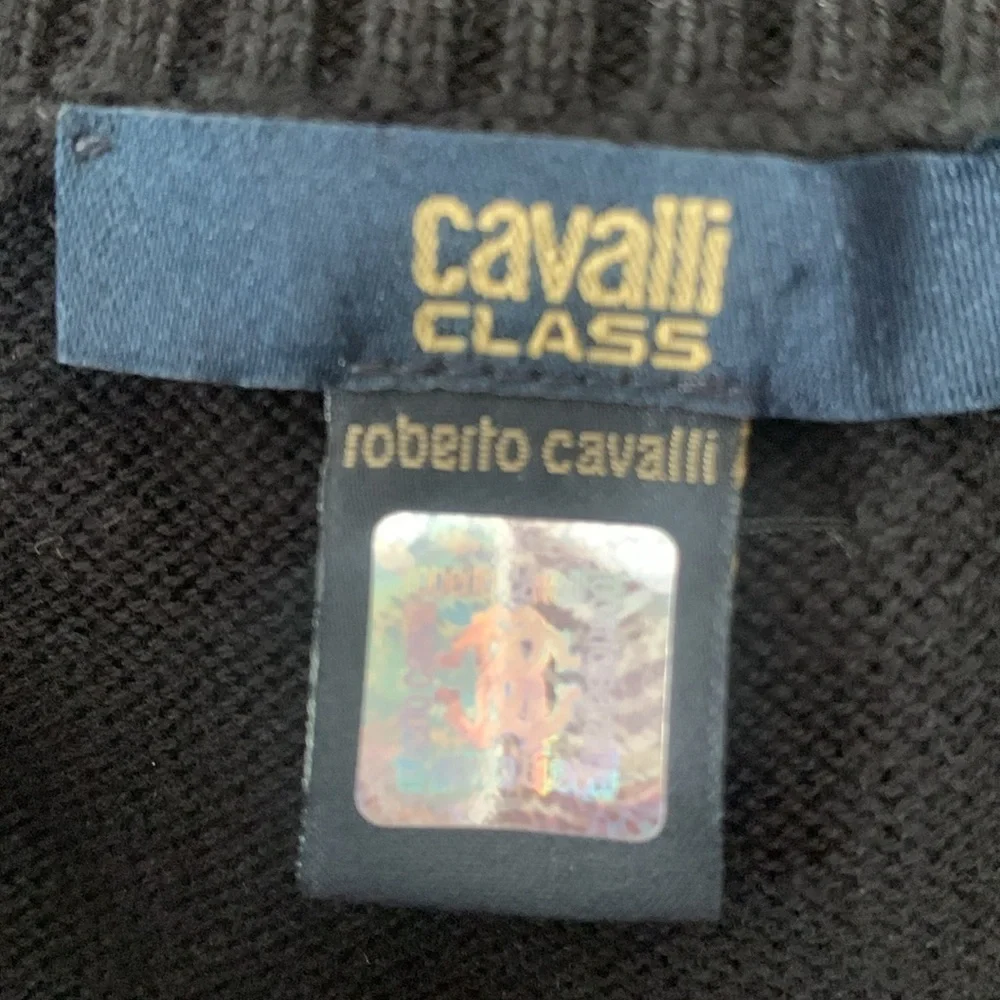 Roberto Cavalli Class Cardigan short sleeve sweater, Lace Rhinestone Black S - Picture 9 of 10